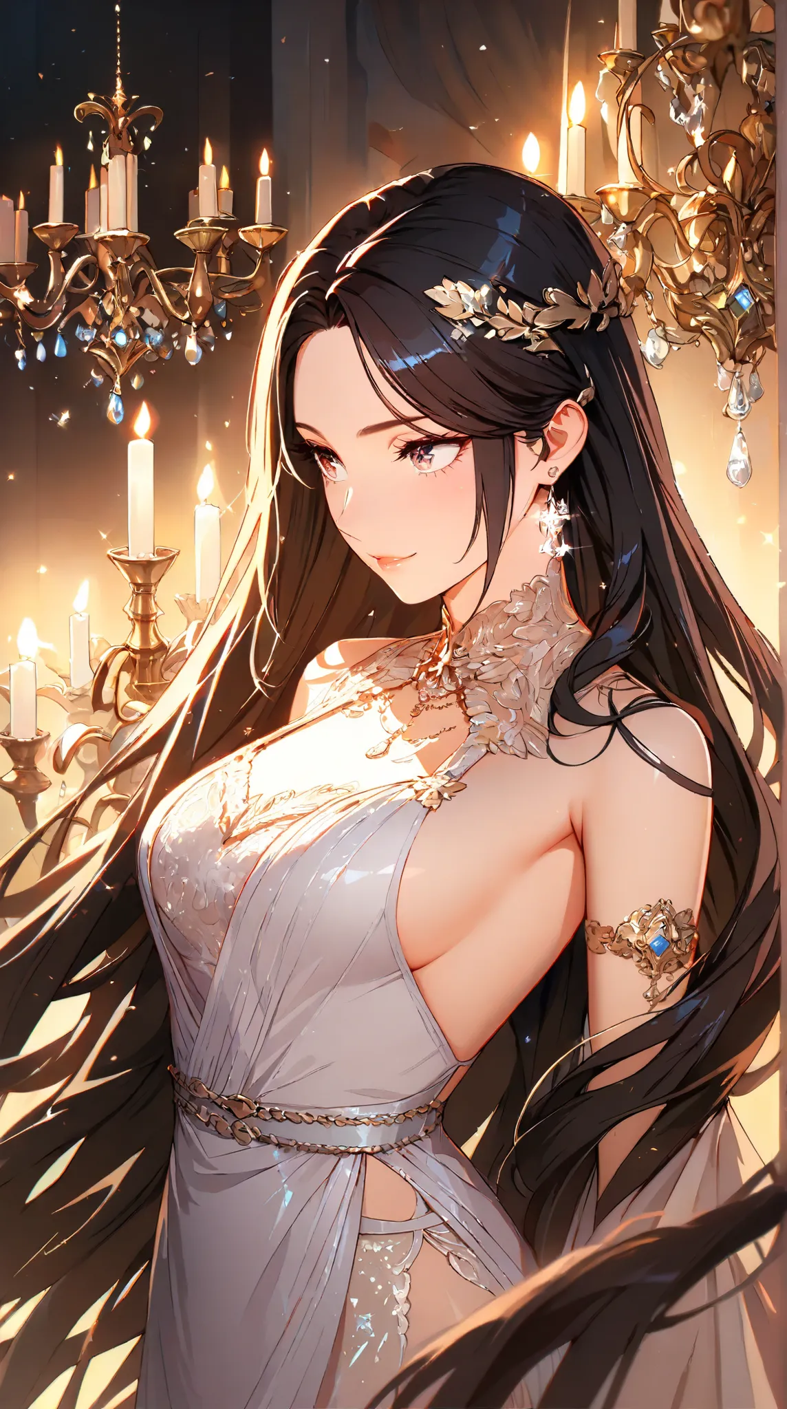 (( top quality)),(  ultra high resolution),(  very detailed),(  Detailed Explanation ),((  best CG  )),(  BEST ARTWORK  ), Ultra-precise art,  Amazing Painting Art,(Exquisite art:1.5), woman,  Beautiful Well-Dressed Face ,  Sharp Eyes Staring At You, A smi...