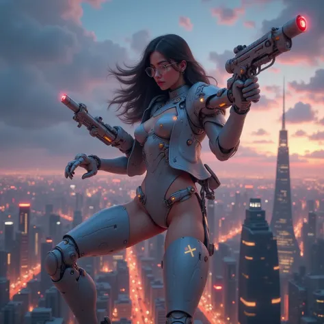 - Main Character, Adult Female "Turkish", Beautiful, tall, long legs, Shoulder length hair, glasses.

- Wearing a costume ("Full Sexy Armor").
Chest and Thigh Armor slightly open.
Wearing a Cedar colored Jacket, there is an 'X' logo on the jacket.
High-tec...