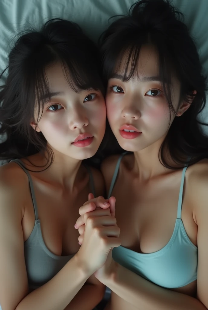 超Reality照片 ，Two Japanese high school girls  ， different style sisters，different hairstyles ，Sexy swimsuit，holding hands，[Best Quality Photos， 16K Ultra HD resolution     ，    Masterpiece:1.2，extreme details，Reality圖片（Reality:1.37)，   Full of beautiful deta...