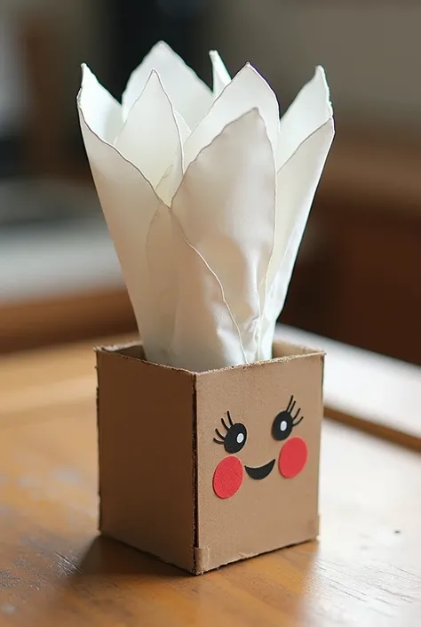 Make a napkin holder(this is a box, in which the napkins are standing vertically), to make it feel like this, that a fifth grade student did it, that is, it should be light and not perfectly accurate