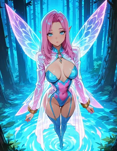 score_9, score_8_up, score_7_up, score_6_up, score_5_up, score_4_up, (masterpiece), 1girl, alone, full body, flying, hovering in the air, tiny faerie, mini fairy woman, mature, sexy, pink hair, long hair, long blunts, PERKY breasts, Anime illustration, sty...