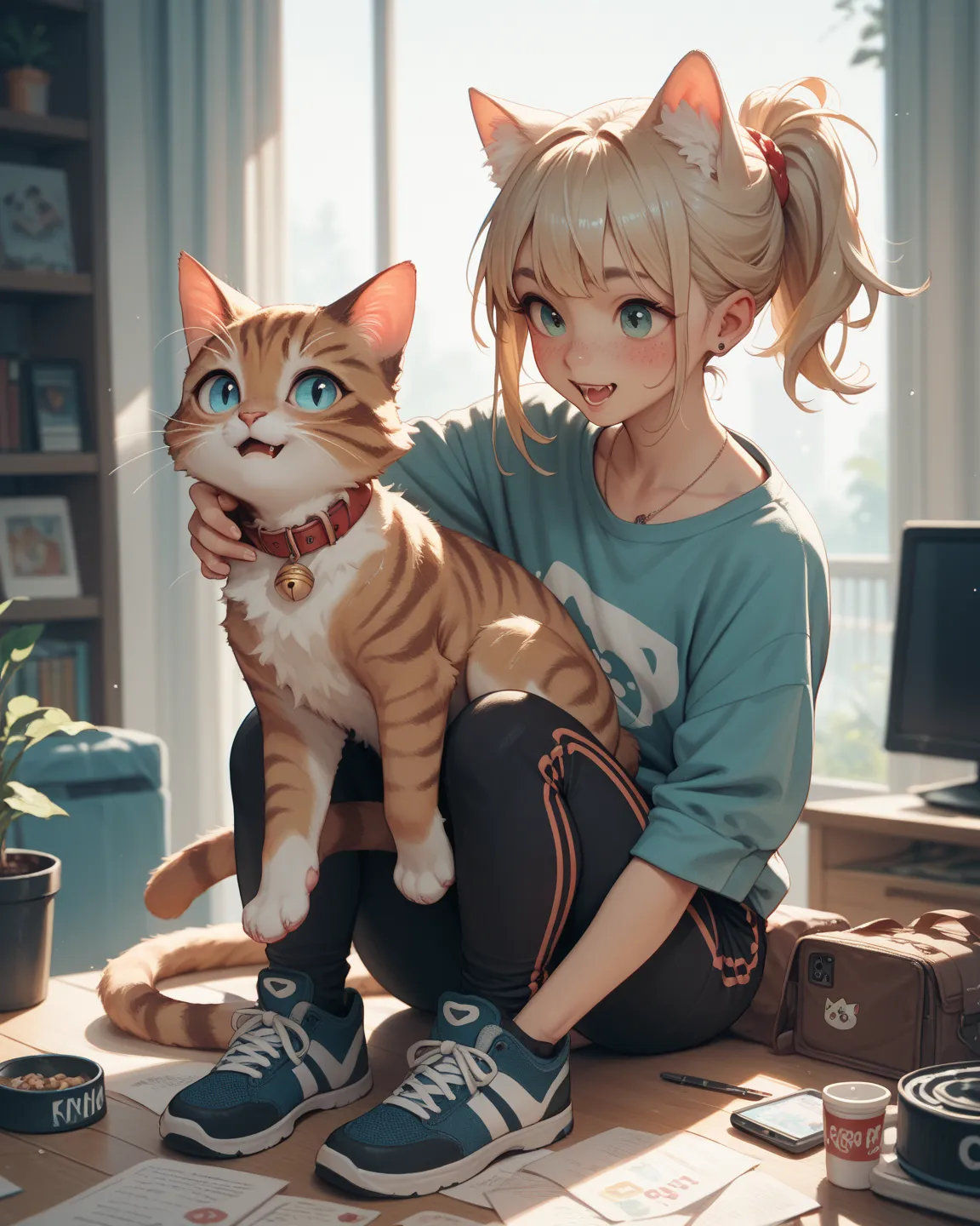 wearing a cat