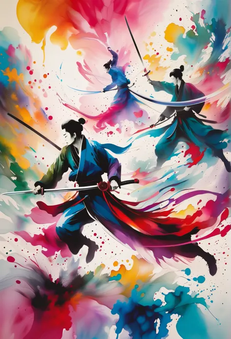  Writing Art ， ink dispersion ，Fierce and uncontrollable， Splash Paintings ， Subjective Lines ，color， Blurred Dreams ， Dynamic Energy , Emission Creation ， image effect , Modern Aesthetics ,Elegant and simple, Contemporary Interpretation ,Bold , Chinese Sw...