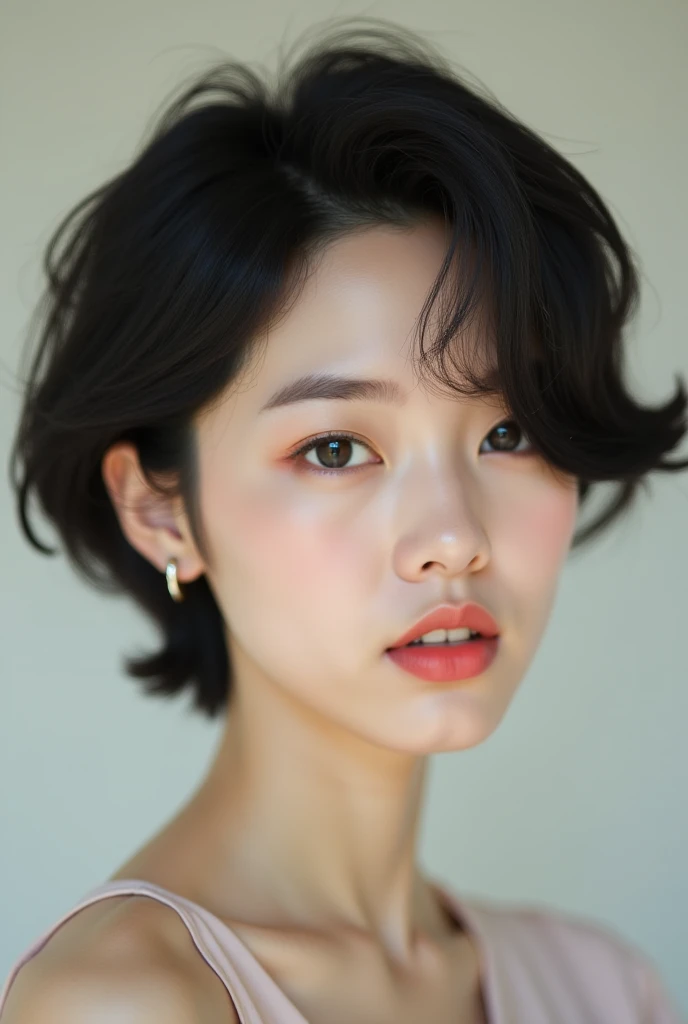 Korean women's short short C curl perm