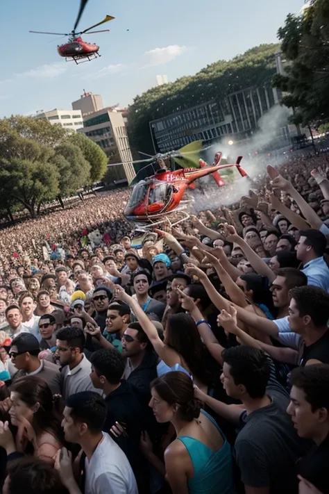 Helicopter lands in crowd