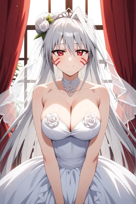 masterpiece,best quality,{{detailed beautiful face and eyes}}, very detailed background,
Reinforce I,{{{megami magazine}}},long hair,grey hair,ahoge,hair between eyes,facial mark,red eyes,half closed eyes,large breasts,
1girl,hairstyle: (wedding bun:1.2)
O...