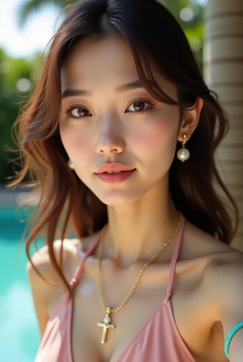   Soft natural light enhances the moist glow of her complexion  ,   Japanese woman with very beautiful beauty like an actress

High fashion that surrounds enchanting almond-shaped eyes . 彼女teeth自信に満ちた落ち着きのある表情をしています ,   creates a luxurious and ambitious mo...