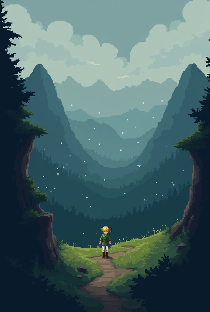 Simple pixel art of a Zelda Twilight Princess landscape