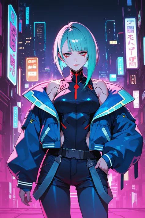 Lo-fi style girl in cyberpunk city  