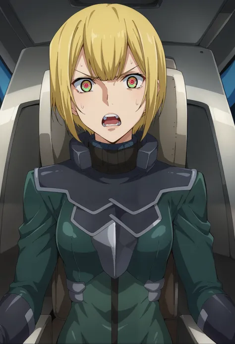 score_9,score_8_up ,score_7_up ,anime coloring BREAK source_anime,anime,louise, 1girl ,Alone,(Innovator Eyes :1.1),blonde hair,short hair,pilot suit,angry、 Screaming with her mouth open 、 is the cockpit in the background、 sits in the cockpit、,up per_body,l...