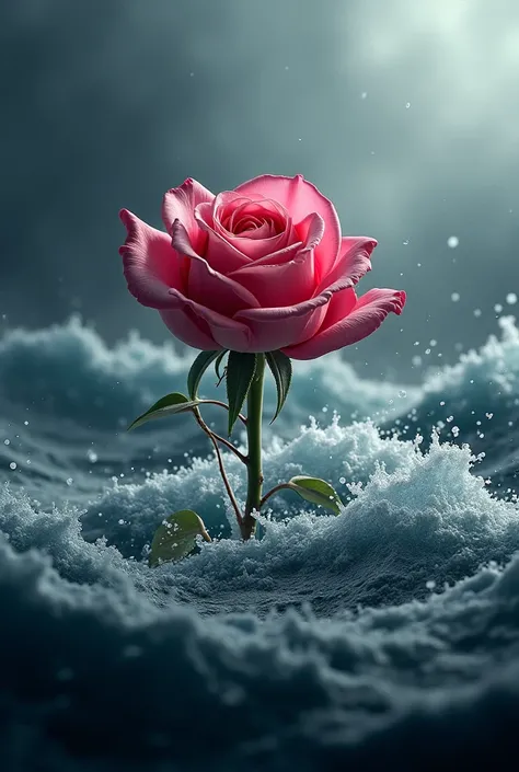  generate an image of a rose losing a petal in a stormy sea with a Gillette Venus blade, I'm the illustrator of the Gillete House and I need an idea 