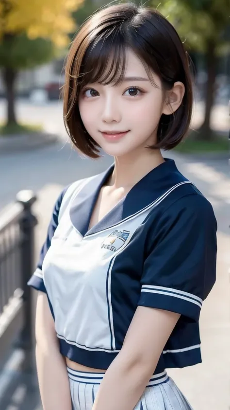  Gold,Short Hair,sexy school uniform ,A very young beautiful girl,Very slim body,Correct human body, detailed eyes, detailed face, very beautiful face , very cute face, beautiful skin, evenly balanced eyes, droopy eyes , embarrassed smile, highest resoluti...