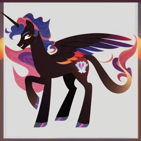 Fraction_9, Fraction_8_up, Fraction_7_up, Fraction_6_up, Fraction_5_up, Fraction_4_up, Show accurate , whole body, reference, Simple background, wild pony ,  male pony ,  lovely appearance, Original Characters, Alicorn，Magical long hair 