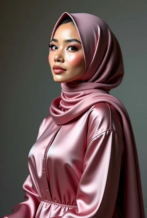 3 Beautiful and charming Malay women wearing hijab and soft and sexy satin clothes, have big and attractive breasts, ((Ultra-realistic INS photos 8K ULTRA UHD Plus)) ((Hyperrealistic photographer)) ((skin texture details))