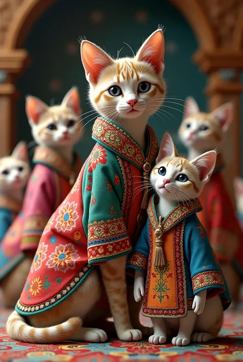 Les chats portent des vêtements ouzbeks