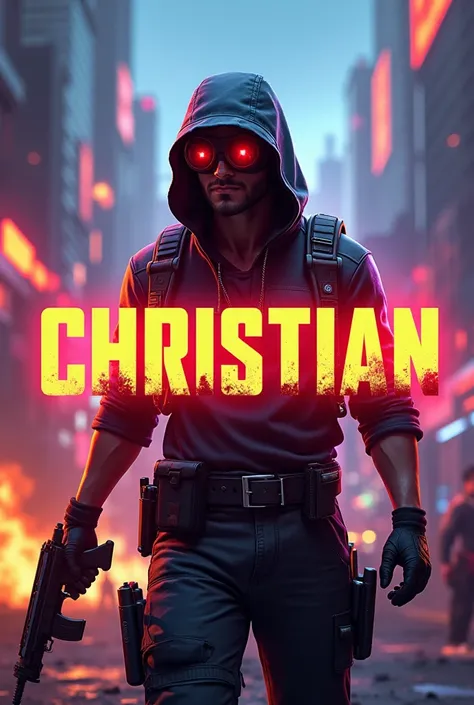 Generate a banner 
"With the name Christian and with a Free Fire background
