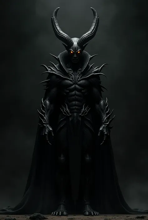 Black Demon Marshal, black background ,scary, Slim ,prickly