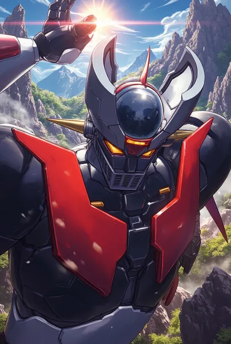  Mazinger Z , Kobushi  ,  Shoot at the enemy  , とてもリアルなMazinger Zのバージョンで,   at the scattered light 、 the sun shines　 Mount Fuji