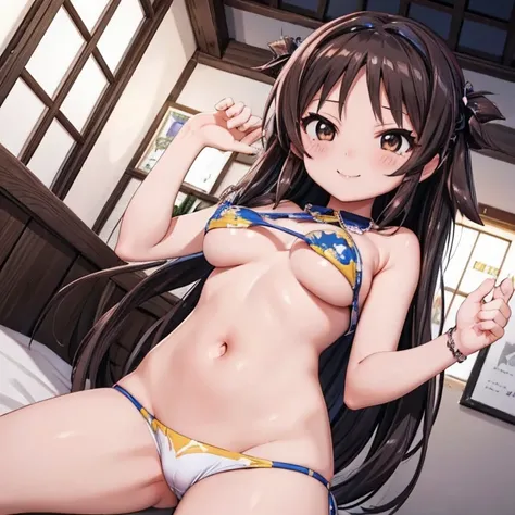 tachibana arisu　nsfw big tits　 bikini　　 boys and girls are in bed one by one　　　SMILE PENIS ejaculates semen 　　orgasm face　cowgirl position, back shot girl on top, back shot