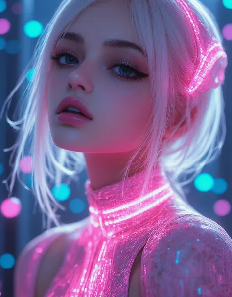  Cyber Beauty . Cyber Beauty  画像は非常に詳細です,  cyberpunk aesthetics 、 fantastic虹の泡の美しい王女、1 Female、 Elegant Poses  、 fantastic、 dreamy 、colorful rainbow bubbles  , Shining Light,  mystical ,  pastel colors  ,  cinematic lights,  Fantasy ,  digital art ,  concep...