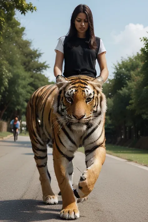 Ride a tiger while walking