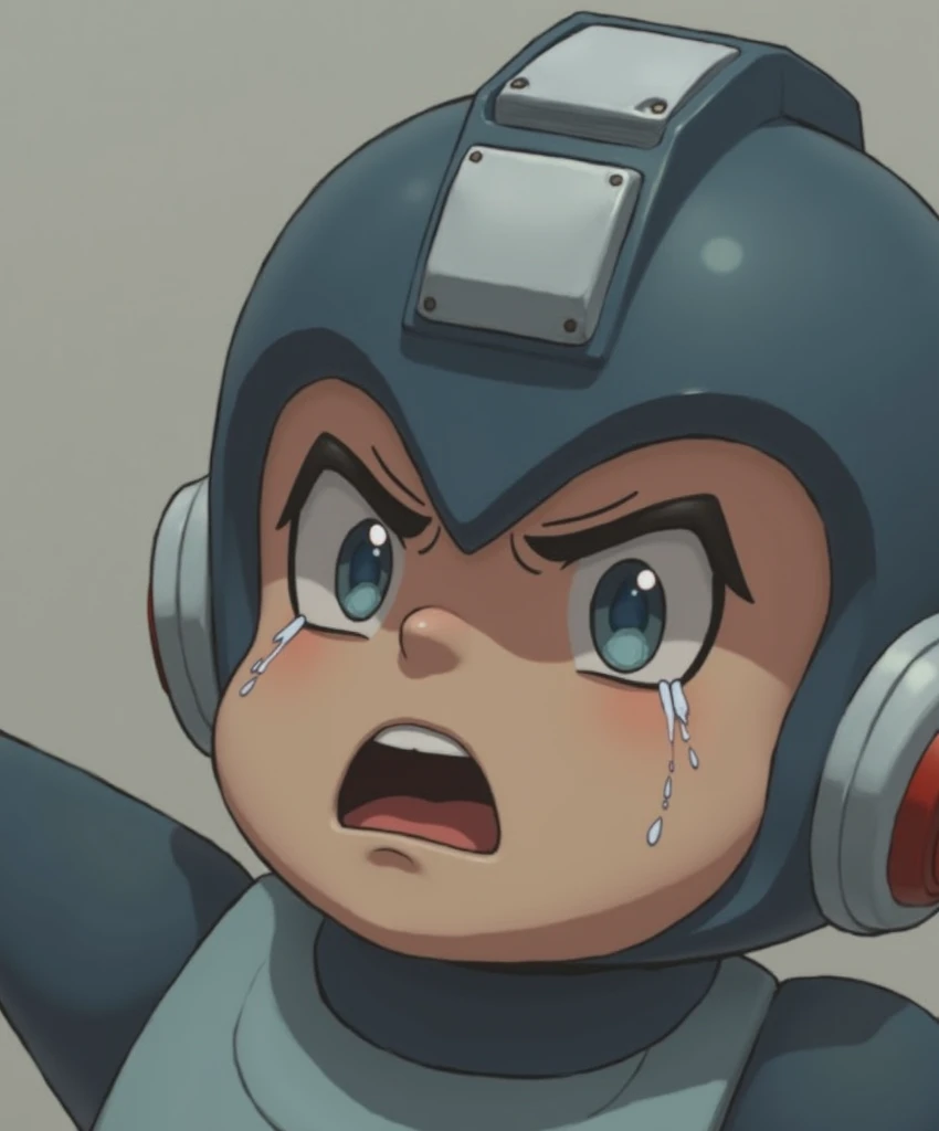 megaman, crying face expression