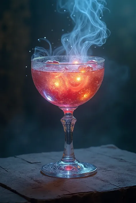 An image of a juice served in a magic potion glass 