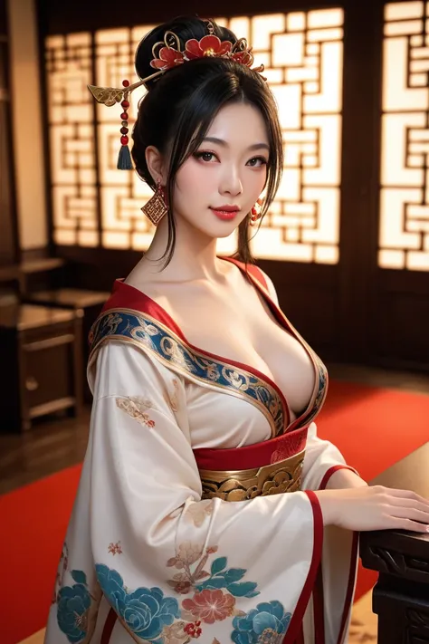 Diao Chan, Beautiful sexy girl, ancient chinese noble woman, medium breast,