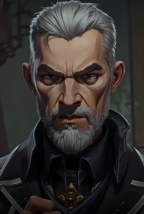 Make a Piltover Councilman. He has an authoritative and charismatic appearance. He is approximately 65 years old. His face shows stern determination with grey, piercing eyes. He has dark hair lightly speckled with grey which adds to his authoritative appea...