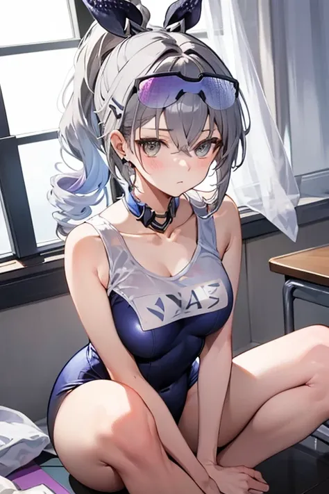 silver wolf、E Cup、 school swimsuit