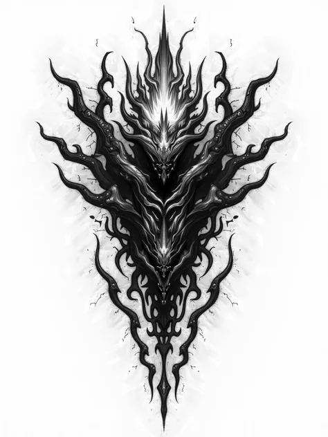 Dark demonic endless energy.Black and white tattoo sketch.