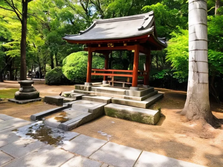 Scenery of pee stains at a shrine where pee heals