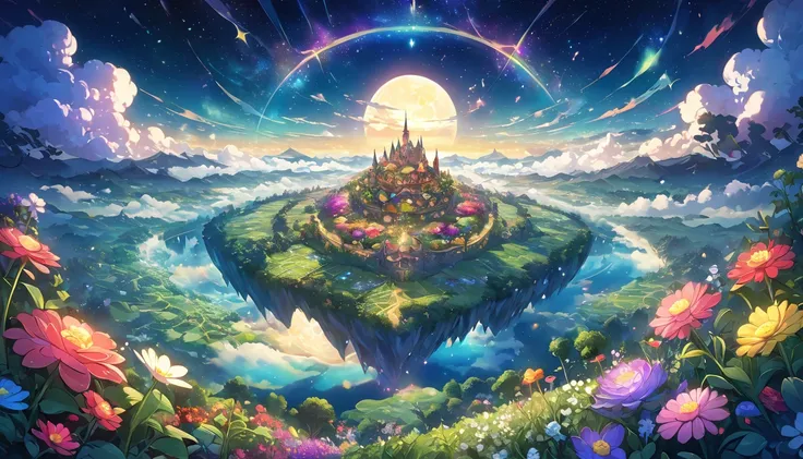  Detailed Fantasy Flower Garden ,  Sparkling Petals , oil,  Animated Natural Scenery , 4K Anime Art,  not human,  Detailed Flower Closeups, Intricate floral pattern, Lush greenery,  vibrant colors,  Surreal Atmosphere ,  Dreamy Setting , Delicate Plants , ...