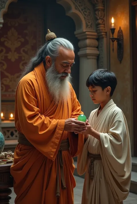 A Hindu father hands down jade to his middle son 