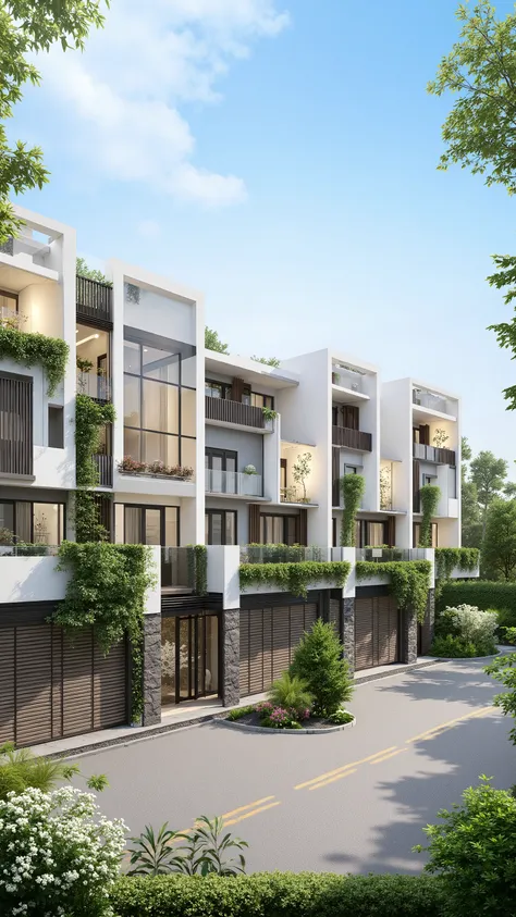 A realistic architectural render of the 'Ágata Luxe' luxury apartment model from the Altos Esmeralda Residencial development. The apartment is a sleek and contemporary 120 square meter unit with a spacious balcony offering views of lush community landscapi...