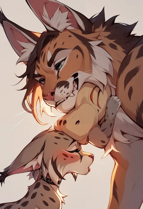 A lynx 1girl feral with a perky ass and a face of pleasure together for her husband Lobo 1girl 1boy 2furry together 