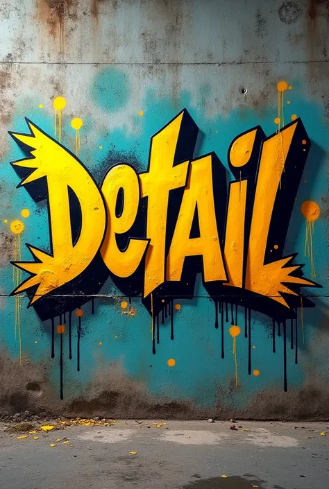 Write the word detail in Italian with the color yellow in graffiti style