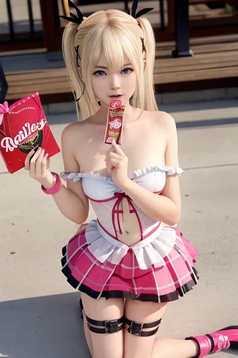 Marie_rose, master-piece, best quality, valentines, valentines outfit, pocky in mouth
