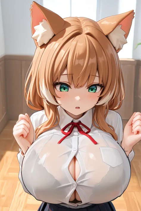 Breasts bigger than body, breast expansion , cat girl,