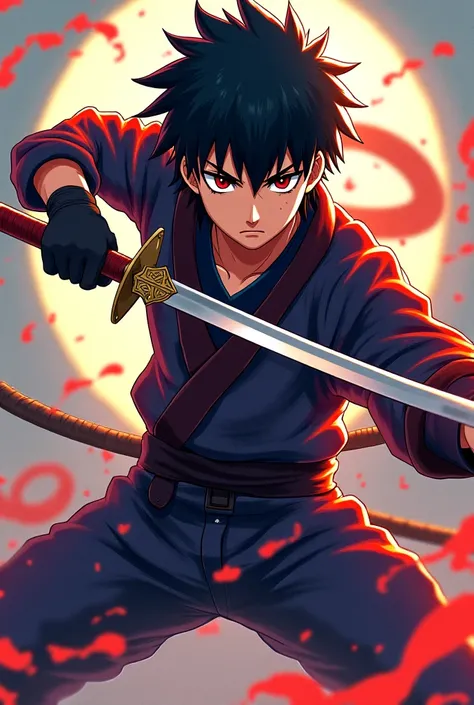 Naruto anime RPG character, do clã chinoike e Hatake, Male and  and a sword 