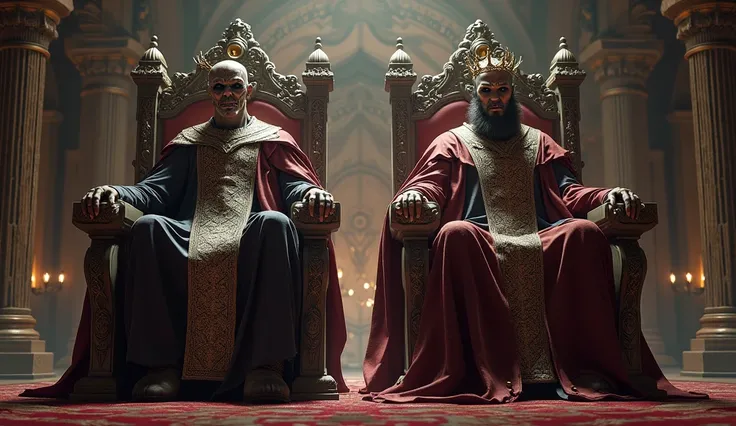 Two evil infidel kings sit on the throne 