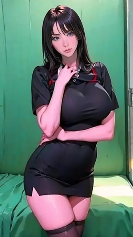   There are nurses in nurse uniforms in hospitals  、  dark prison with black stockings 、 big breasts covered  、  long hair、   thin waist 、   Big Breasts in the Temple  、  smiles gently