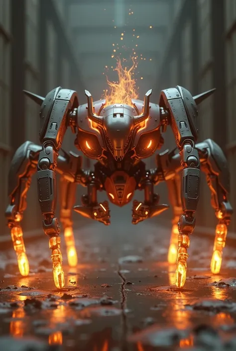 Robot on fire
Profile view 