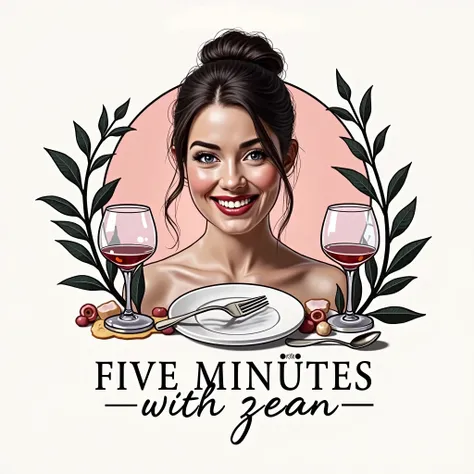 wine glasses , fork and spoon 
Title in Russian FIVE MINUTES with Zhanna