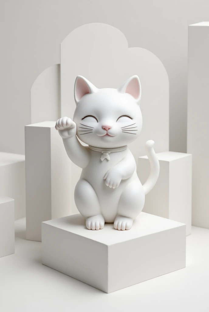 maneki neko gypsum figure in isometrics