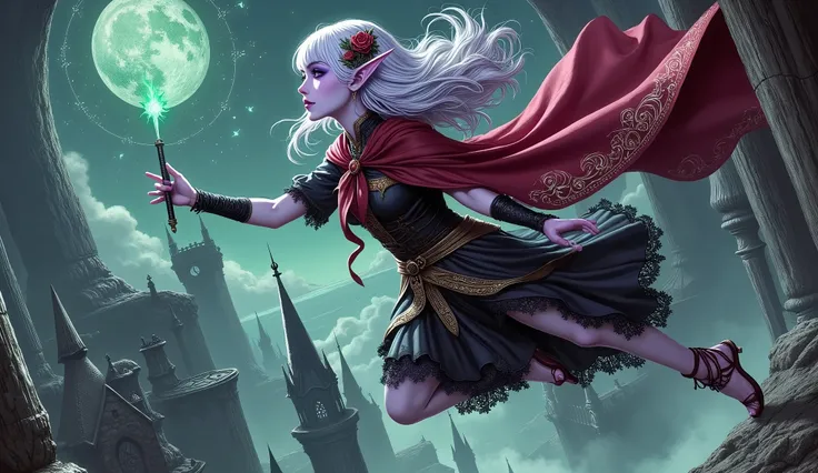 (Ultra-detailed face, Looking away, Gothic Illustration, Dark tone colors. She has five fingers on her hands and five toes on her feet.), BREAK (Composition looking down on the ground from above, the underworld, caves, limestone caverns, hidden worlds, med...