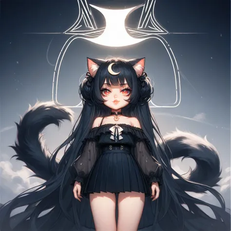 Create a personalized theme for "Ane Kill," an anime VTuber cat girl. Use a deep black, silver, and moonlit palette to evoke her dark, elegant style. Include key visuals: a slender figure; pale, pinkish skin; an expressive face with bright eyes and gothic ...