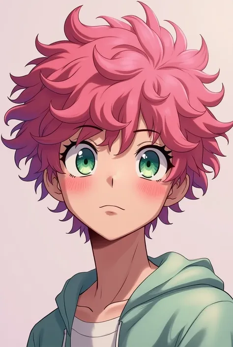 Izuku Midoriya
With pink hair
Pale skin with shades of pink