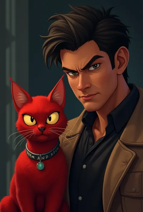 animated human male red cat With "Roam and Kill" on it