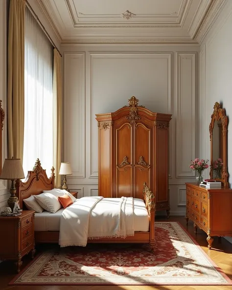 solid wood bedroom interior classicism patina gold white